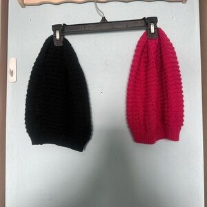 Rue21 Black and Pink Knit Beanies